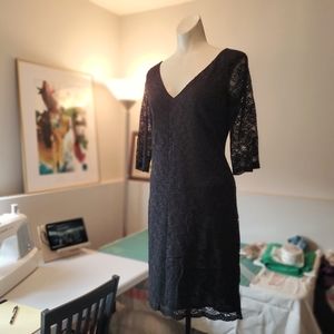NWT Banana Republic size 2 black lace 3/4 sleeve LBD